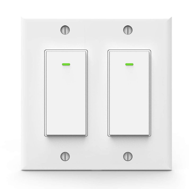 Lesim Smart Light Switch, Double Smart WiFi Light Switches, Smart Switch 2 Gang Works with Alexa Google Assistant - Image 1